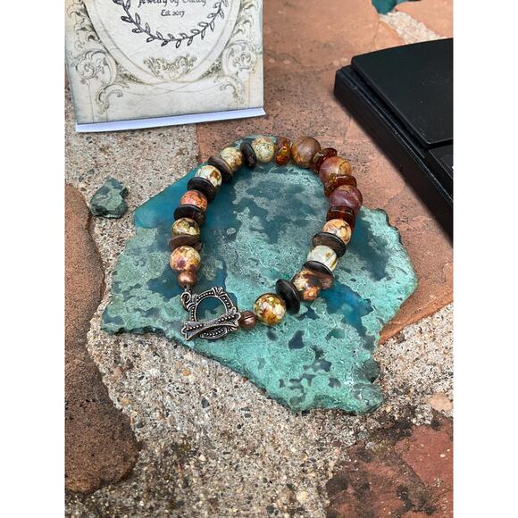 Hand Crafted Beaded Amber Bracelet - Picture 6 of 10